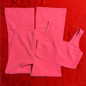 Sincerely Jules Vibrant Pink High Waisted Flare pants with matching crop top set